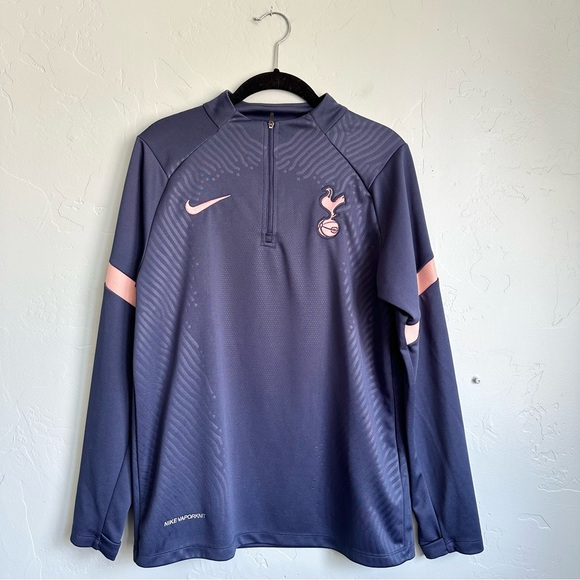 Nike Tottenham Football Soccer Blue Pink Long Sleeve Quarter Zip Training Small - Picture 1 of 9